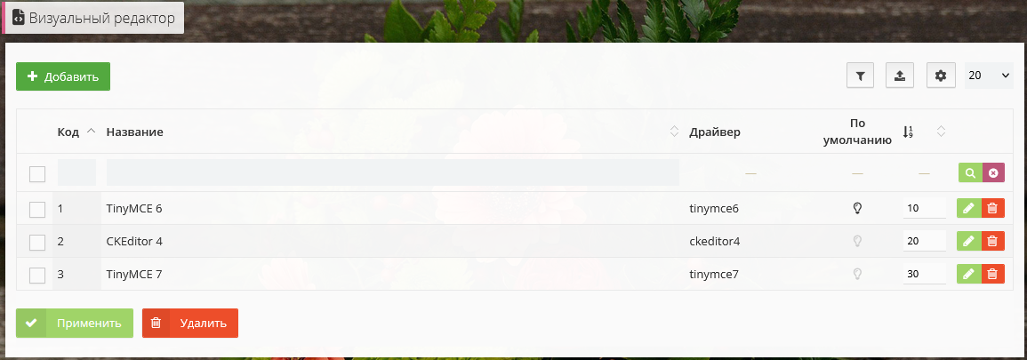 Визуальный редактор в HostCMS